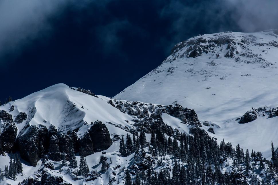 Free Image of Snow Covered Mountain With Trees 