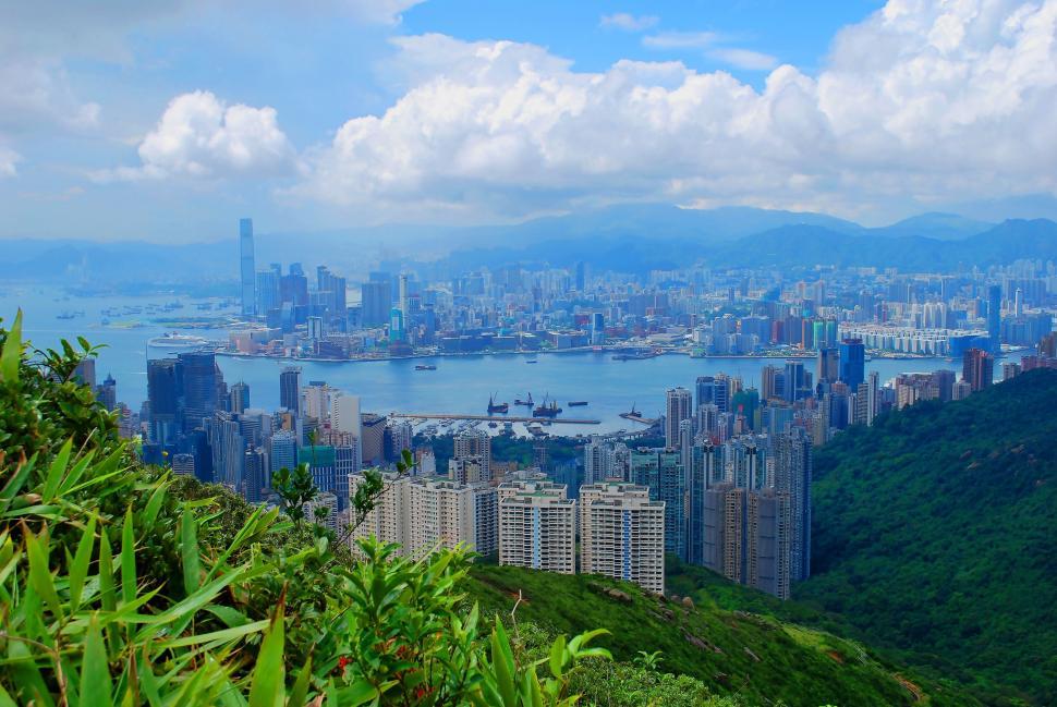 Free Image of A Panoramic View of a City From Atop a Hill 