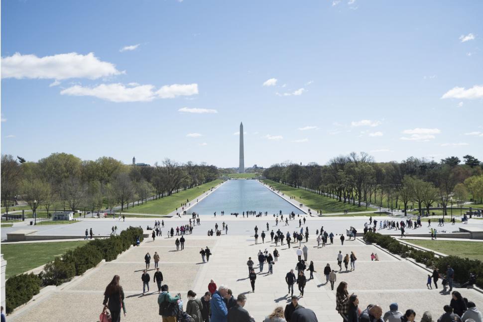 Free Image of Large Group of People Walking Around a Park 