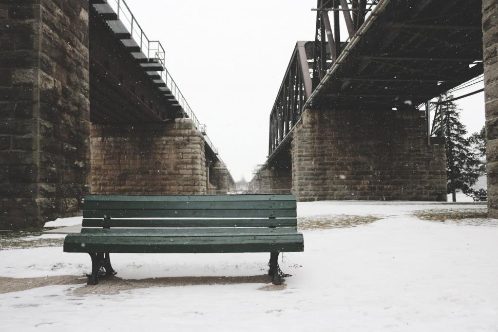 Free Image of Bench Under a Bridge 