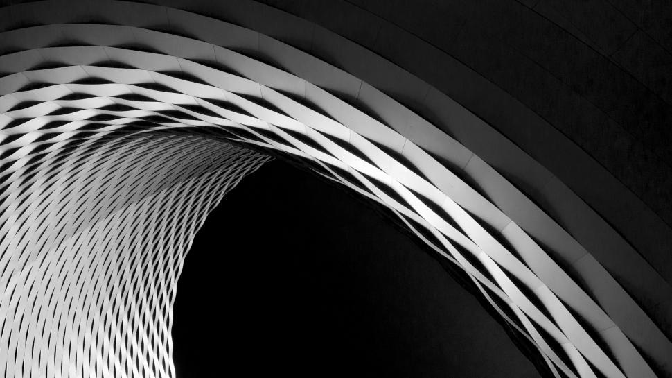 Free Image of Black and White Photo of a Tunnel 
