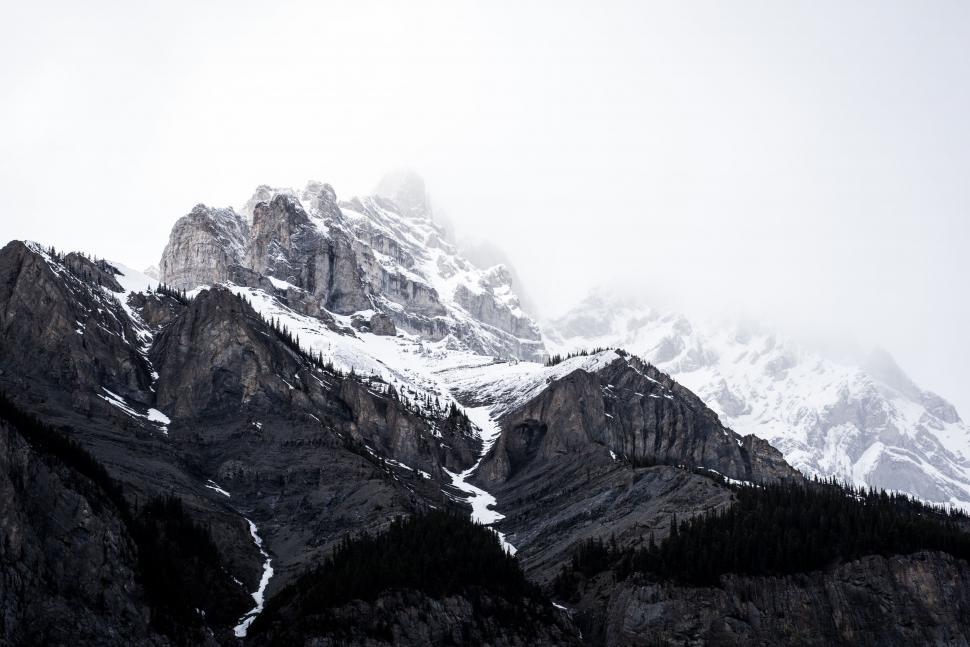 Free Image of Snow Covered Mountain With Trees 