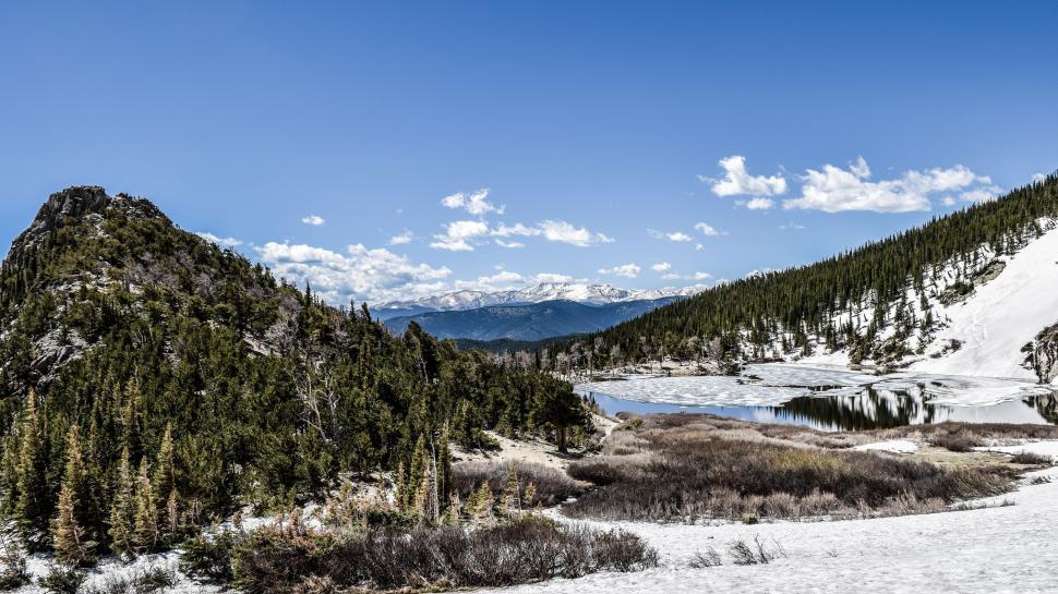 Free Image of Snow Covered Mountain With Lake 