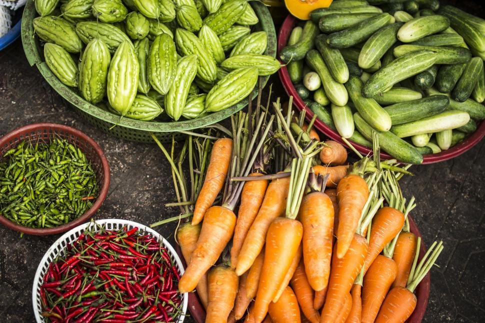 Free Image of Table Topped With Bowls Filled With Veggies 