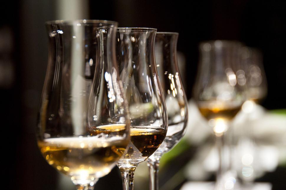 Free Image of Row of Wine Glasses on Table 
