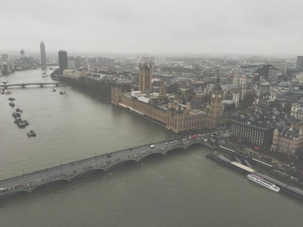Free Image of River and Bridge in Black and White 