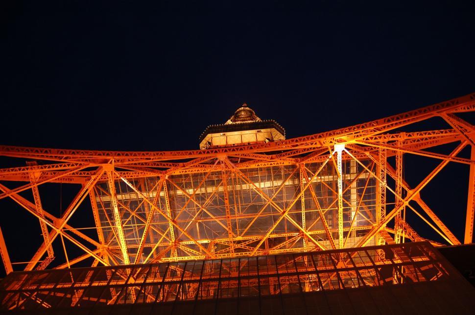 Free Image of Tower Illuminated in Night Lights 