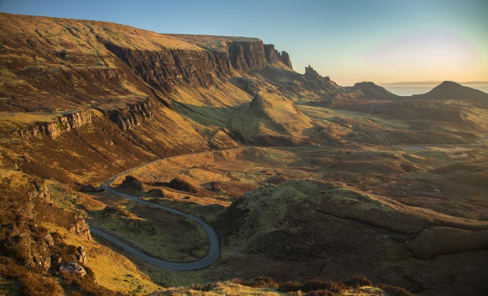 Free Image of A Scenic View of a Mountain With a Winding Road 