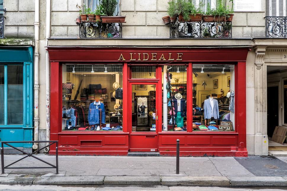 Free Image of Red front of Paris Shop 
