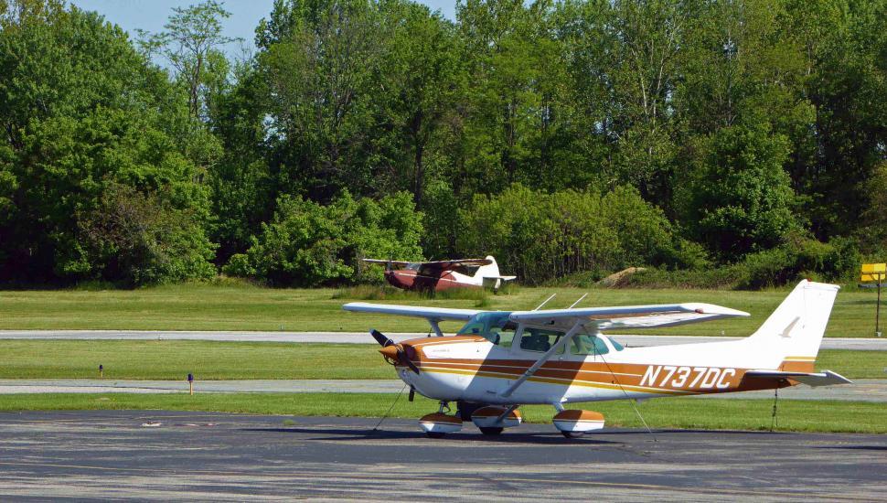Free Image of Airplane Tied Down At Airport 