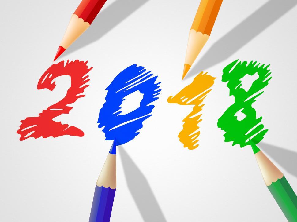 Free Image of Drawing Kids Represents Two Thosand Eighteen And Annual 