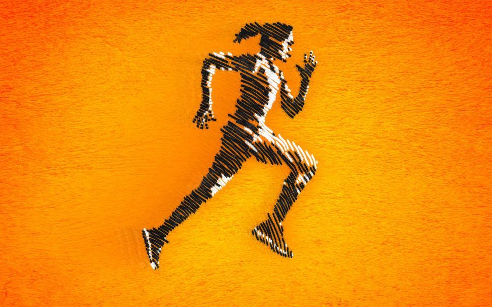 Free Image of Born to Run - Female Athlete Sprinting - Ink Drawing-Style Illus 