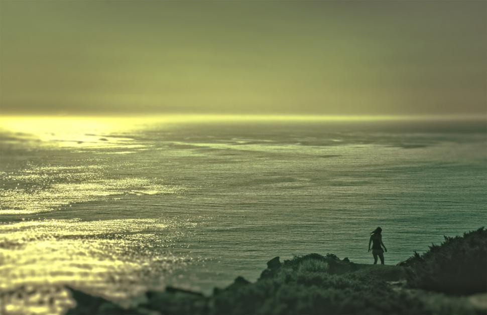 Free Image of Into the Ocean - Young Woman at Sunset 