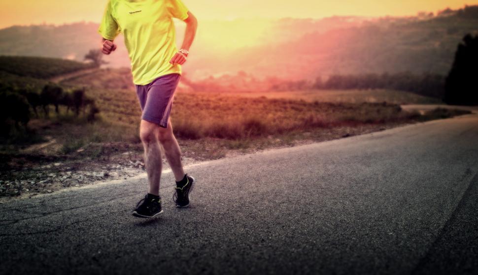 Free Image of Male Runner in the Countryside at Sunrise 