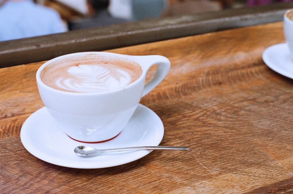 Free Image of Two Cups of Coffee on a Wooden Table 