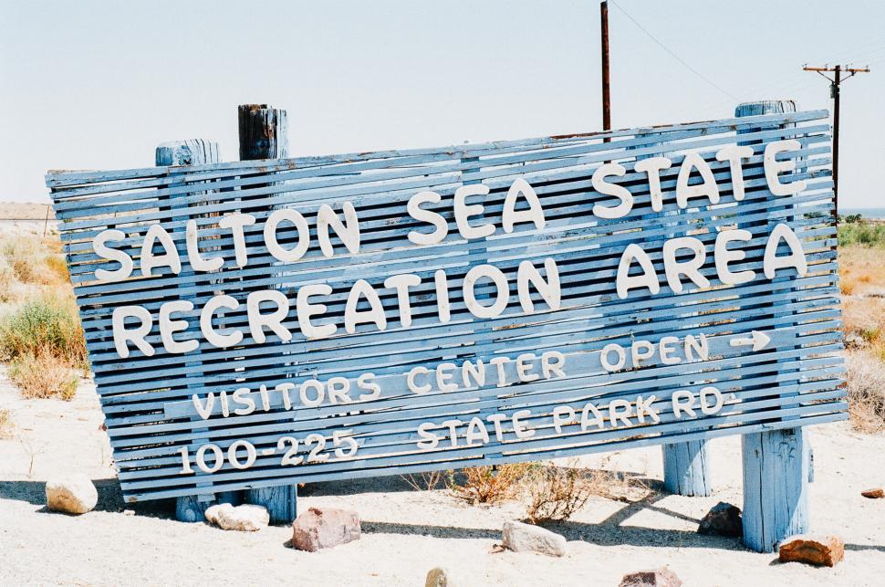 Free Image of Blue Sign in Desert 