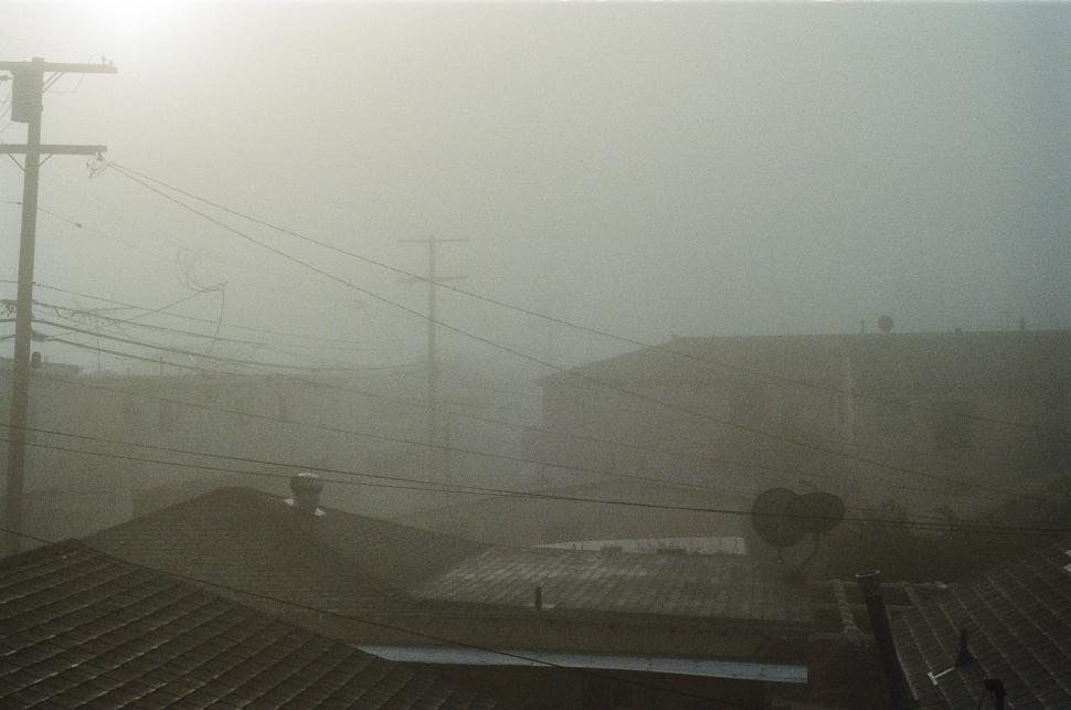 Free Image of Foggy Cityscape in Black and White 