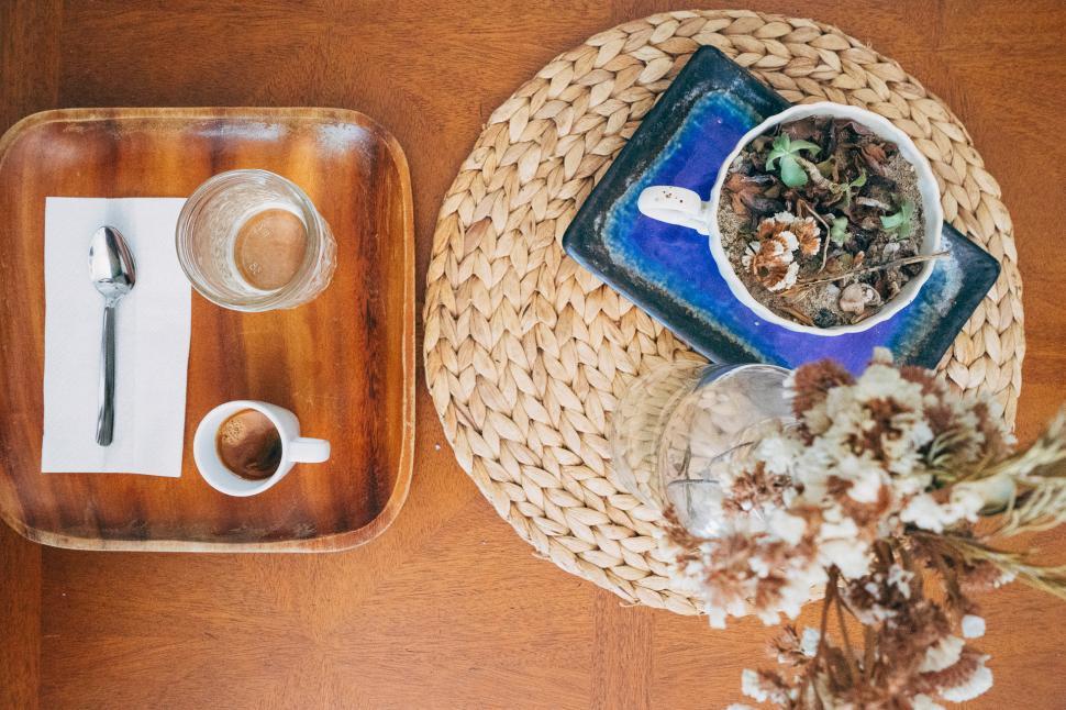 Free Image of Table Set With Plate of Food and Bowl of Cereal 