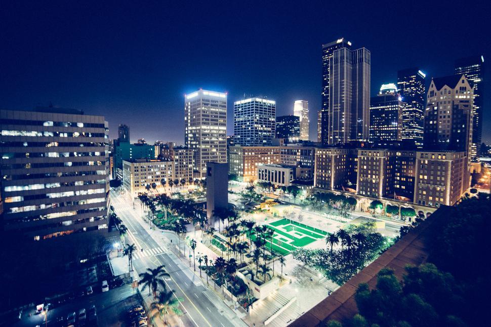 Free Image of Night Cityscape Panorama From Rooftop 