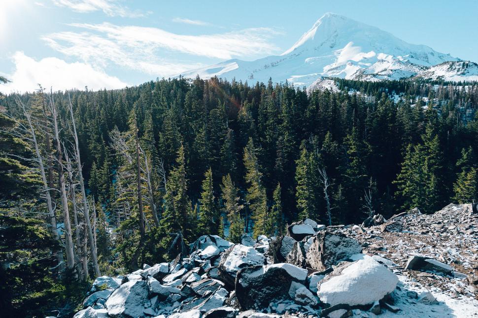 Free Image of Man Standing on Top of Snow Covered Mountain 