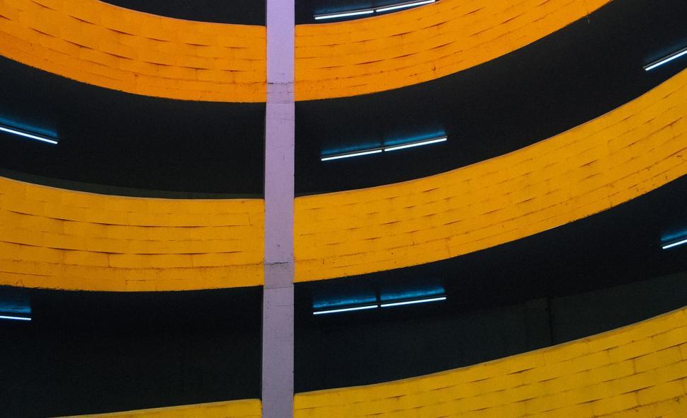 Free Image of Overhead View of Yellow and Black Building 