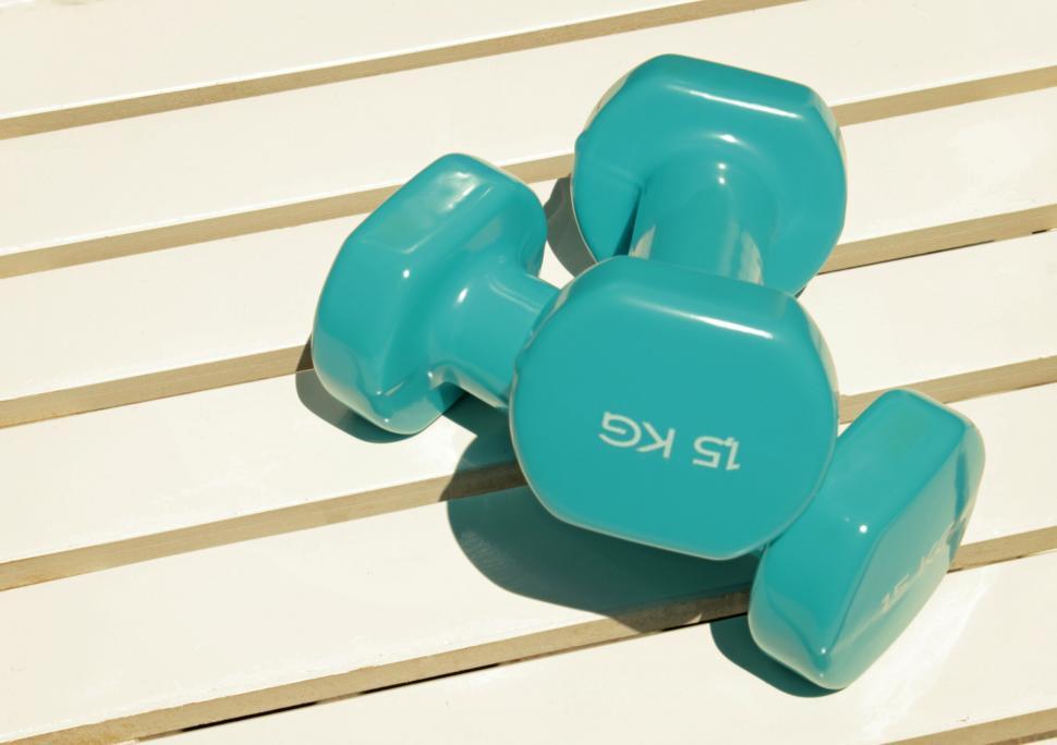 Free Image of Two Plastic Coated Dumbbels - Fitness 