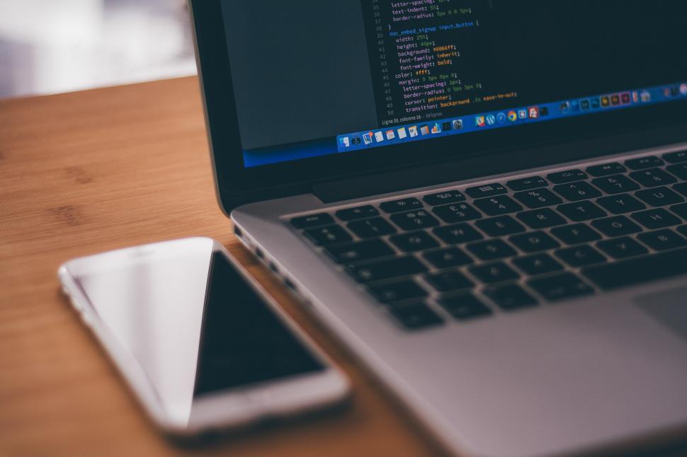 Free Image of Laptop Computer on Wooden Desk 