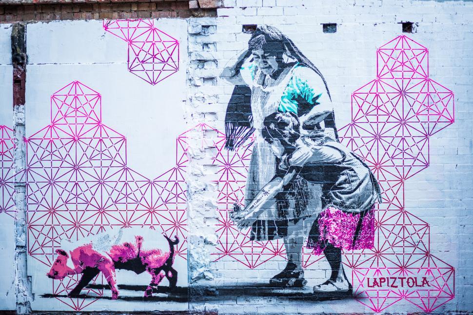 Free Image of Wall Painting Depicting a Man and Dog 