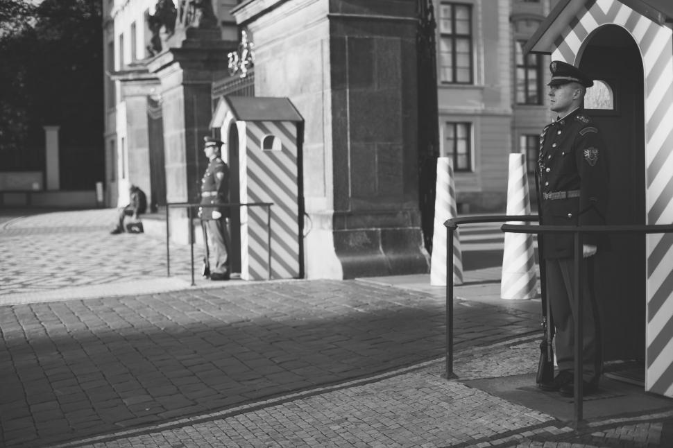 Free Image of Guard in Uniform Standing Vigilantly 
