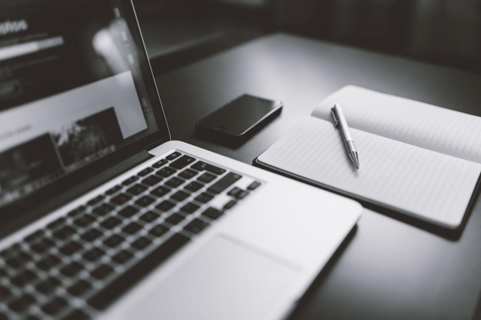 Free Image of Laptop Computer on Wooden Desk 