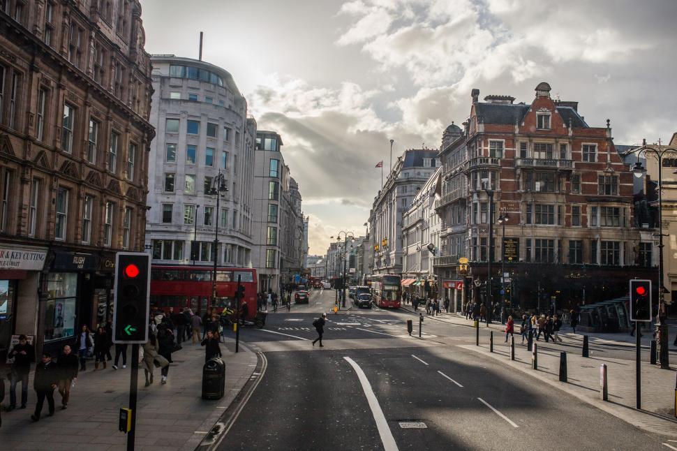 Free Image of Busy City Street With Tall Buildings 
