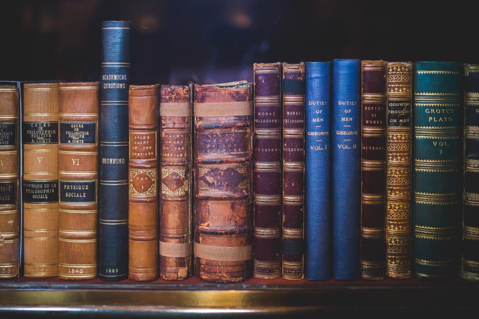 Free Image of Row of Books on Shelf 