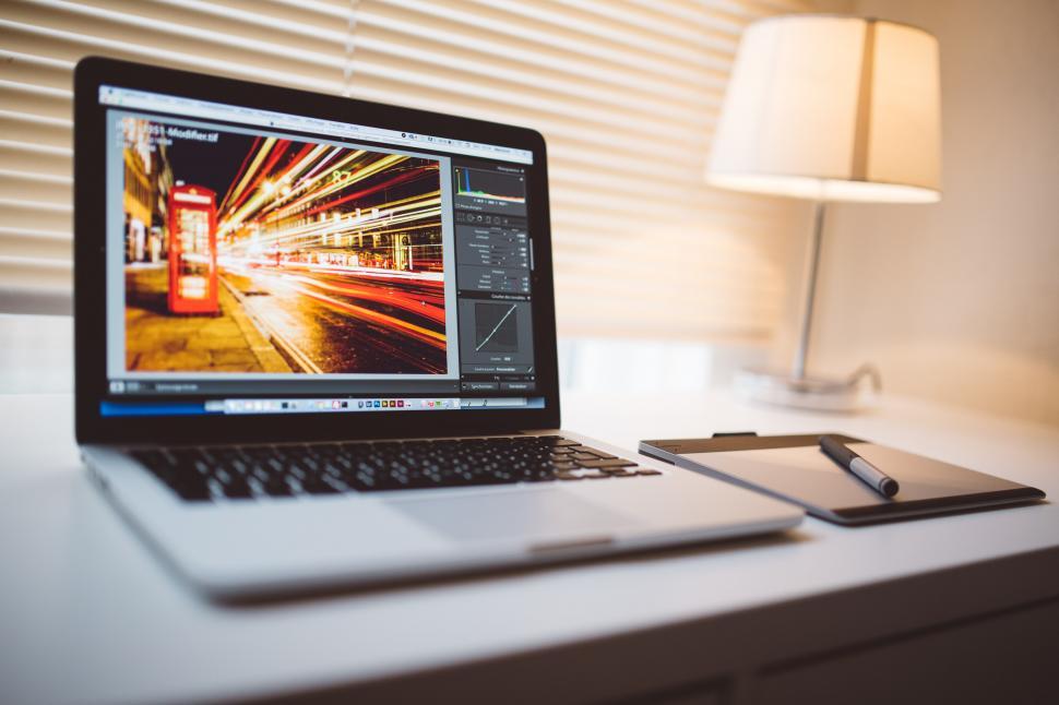 Free Image of Laptop Computer on White Desk 
