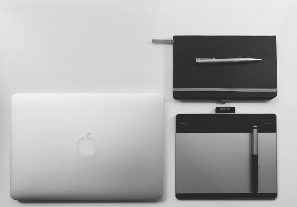 Free Image of White Laptop Computer on Desk 