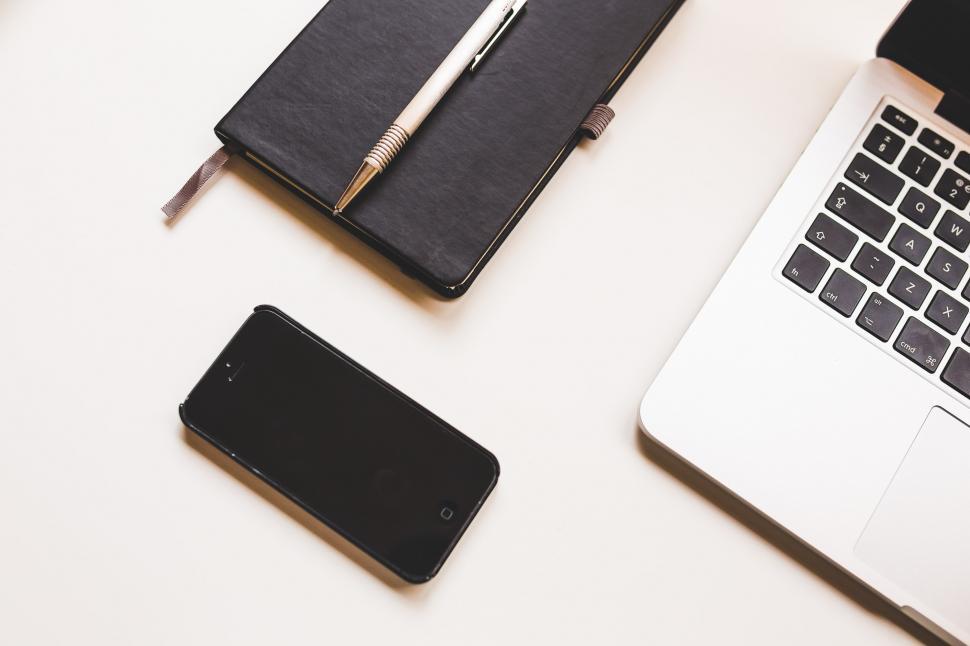 Free Image of Laptop Computer on White Desk 