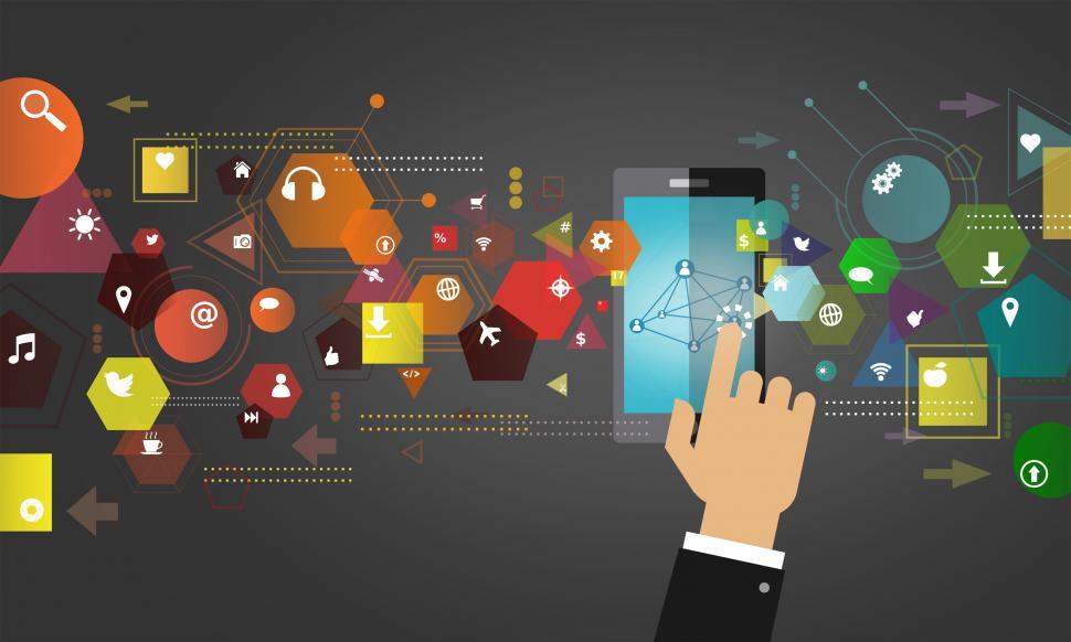 Free Image of Smartphone with Cloud of Application Icons - Daily Operations wi 