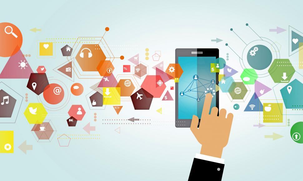 Free Image of Smartphone with Cloud of Application Icons - Daily Operations wi 
