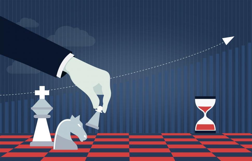 Free Image of Business Strategy Concept with Chess Player and Financial Graph 
