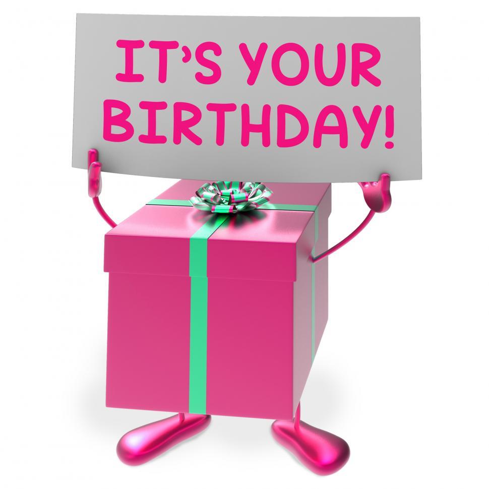 Free Image of Its Your Birthday Sign Means Presents and Gifts 