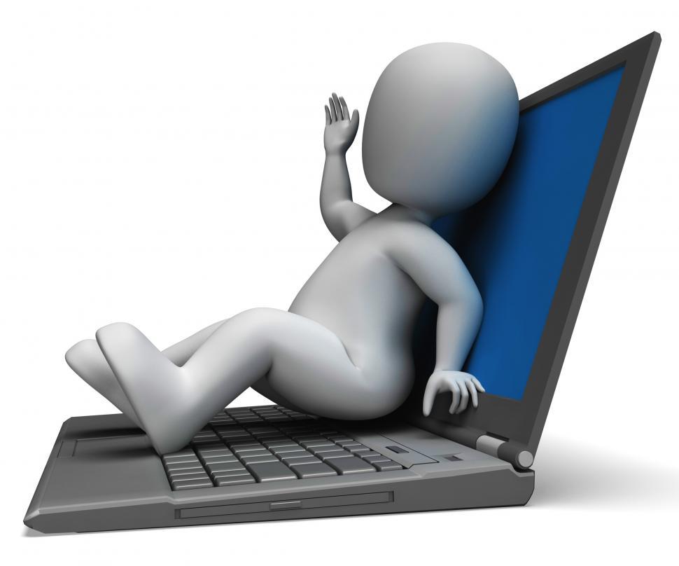 Free Image of Pc Computer Character Shows Surfing Internet 