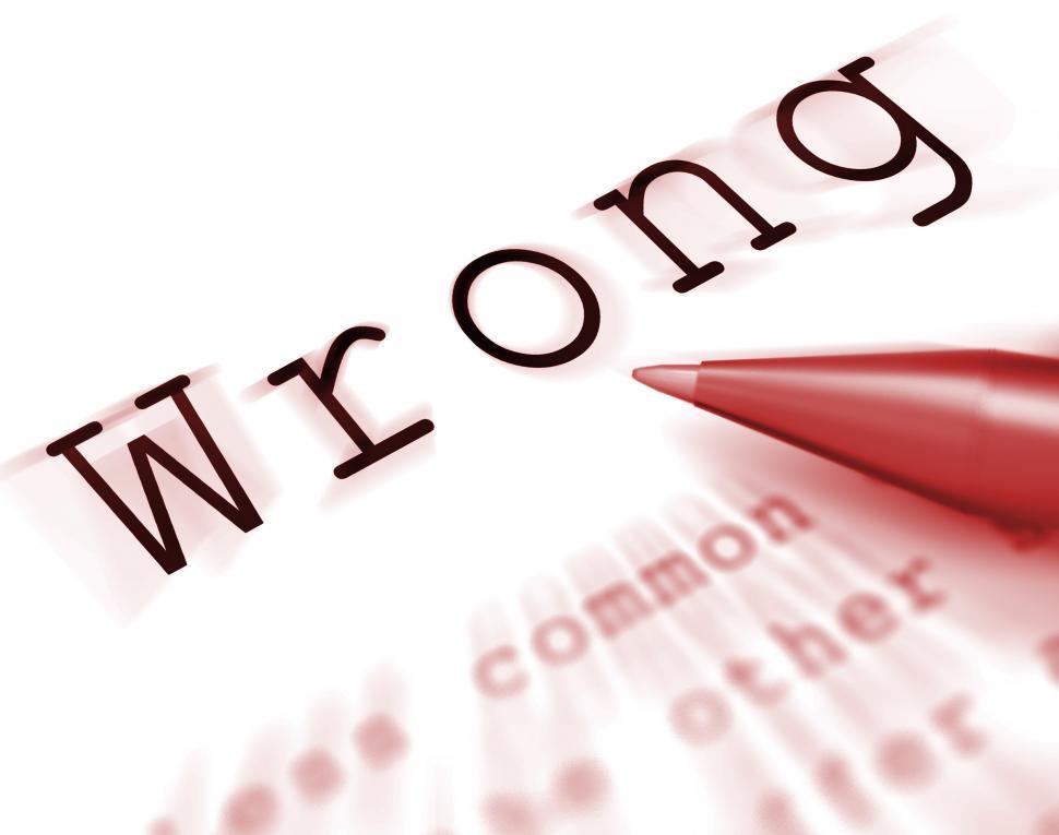 Free Image of Wrong Word Displays False Bad Or Improper 