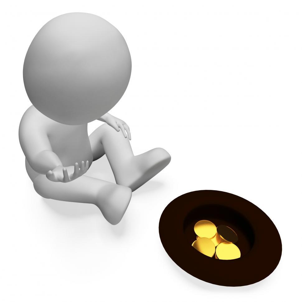 Free Image of Begging Coins Shows Homelessness Savings And Monetary 3d Renderi 