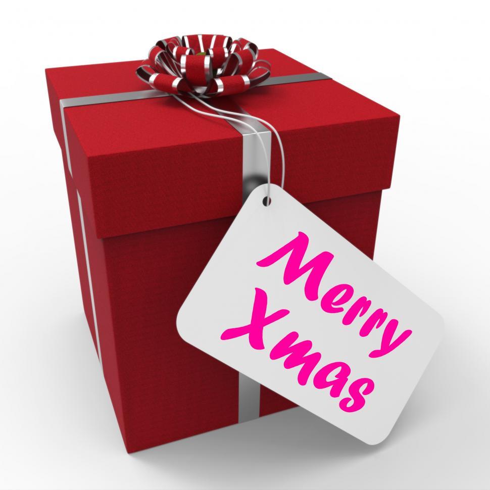 Free Image of Merry Xmas Gift Means Happy Christmas Greetings 