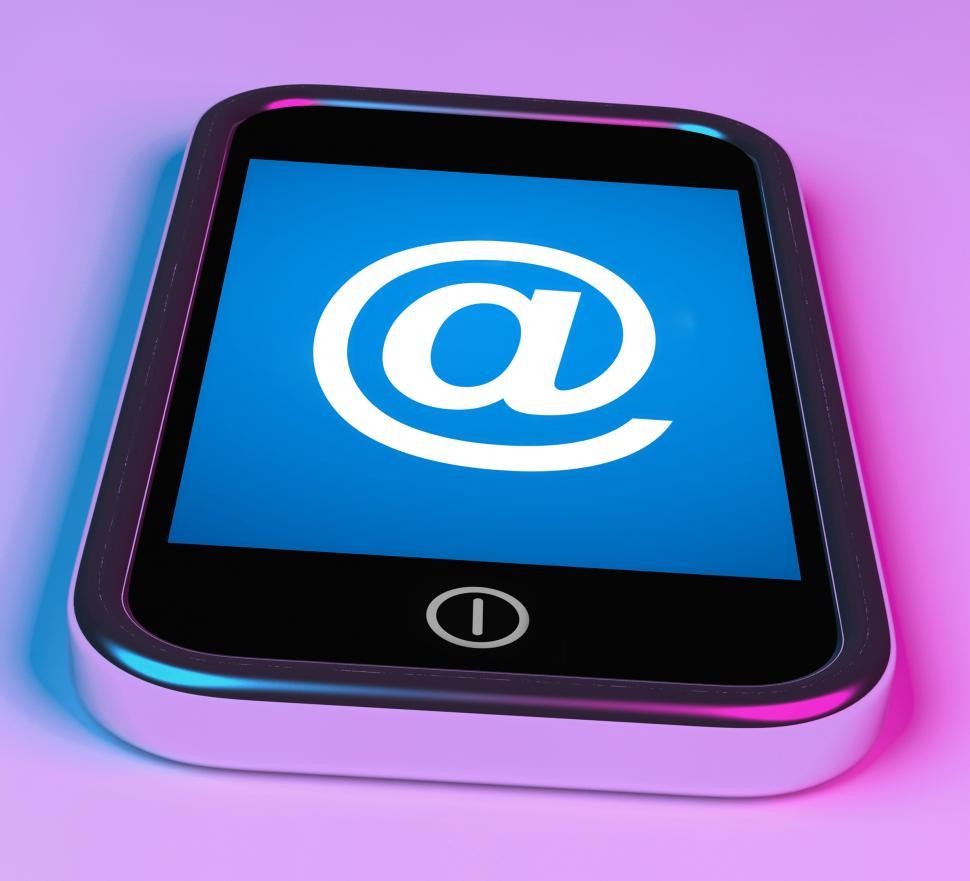 Free Image of At Symbol On Phone Shows  At-Sign Email 