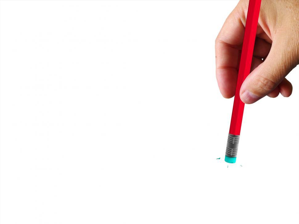 Free Image of Paper With Erasing Pencil Shows Eraser Text Copy Space 
