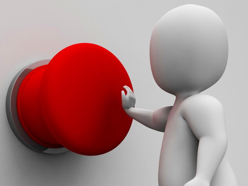 Free Image of Man Pushing Blank Red Button Shows Control 