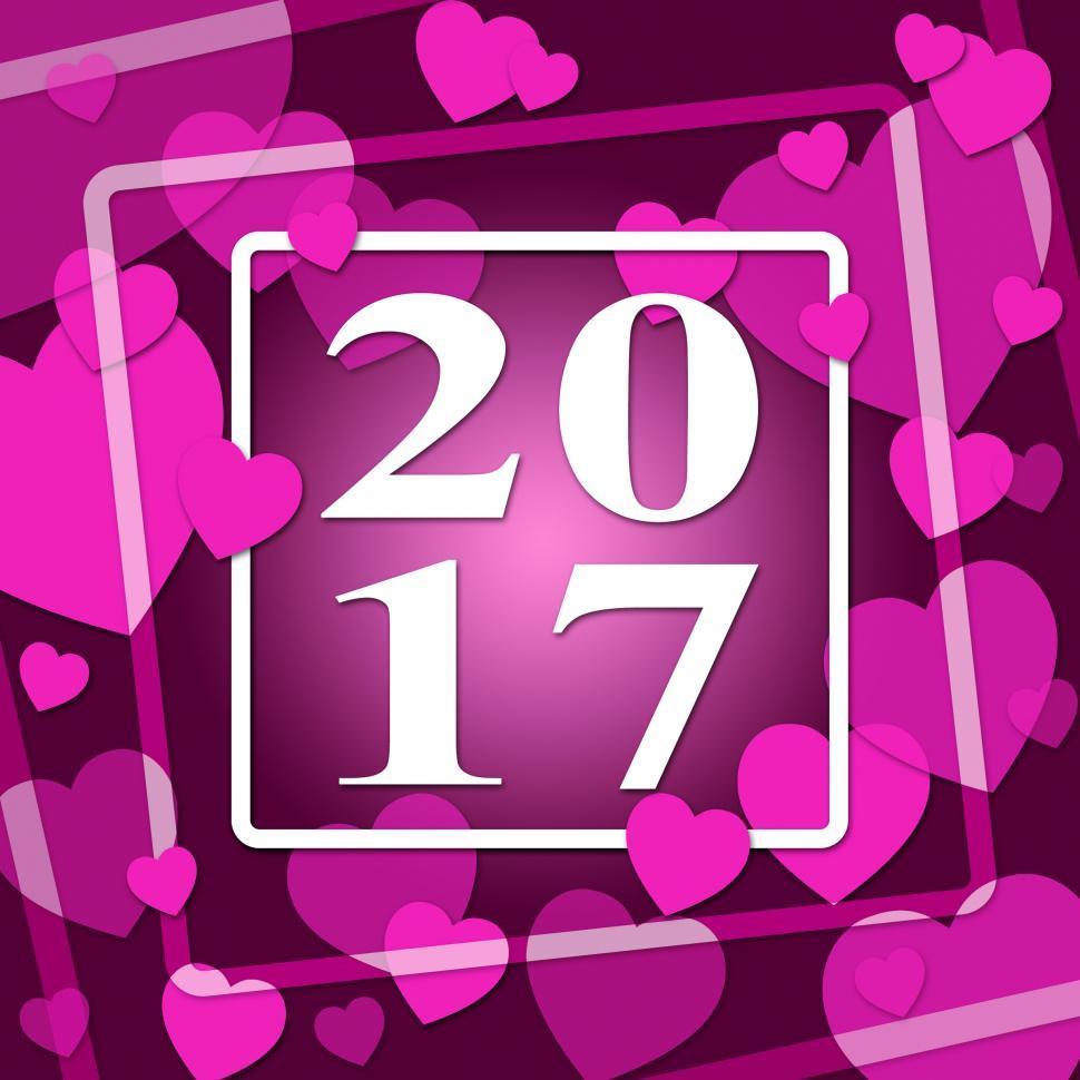 Free Image of Two Thousand Seventeen Represents Heart Shapes And 2017 