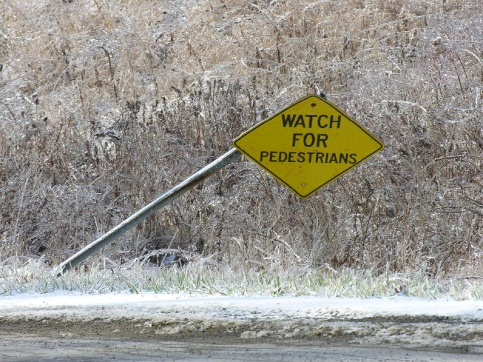 Free Image of pedestrian on an icy road 