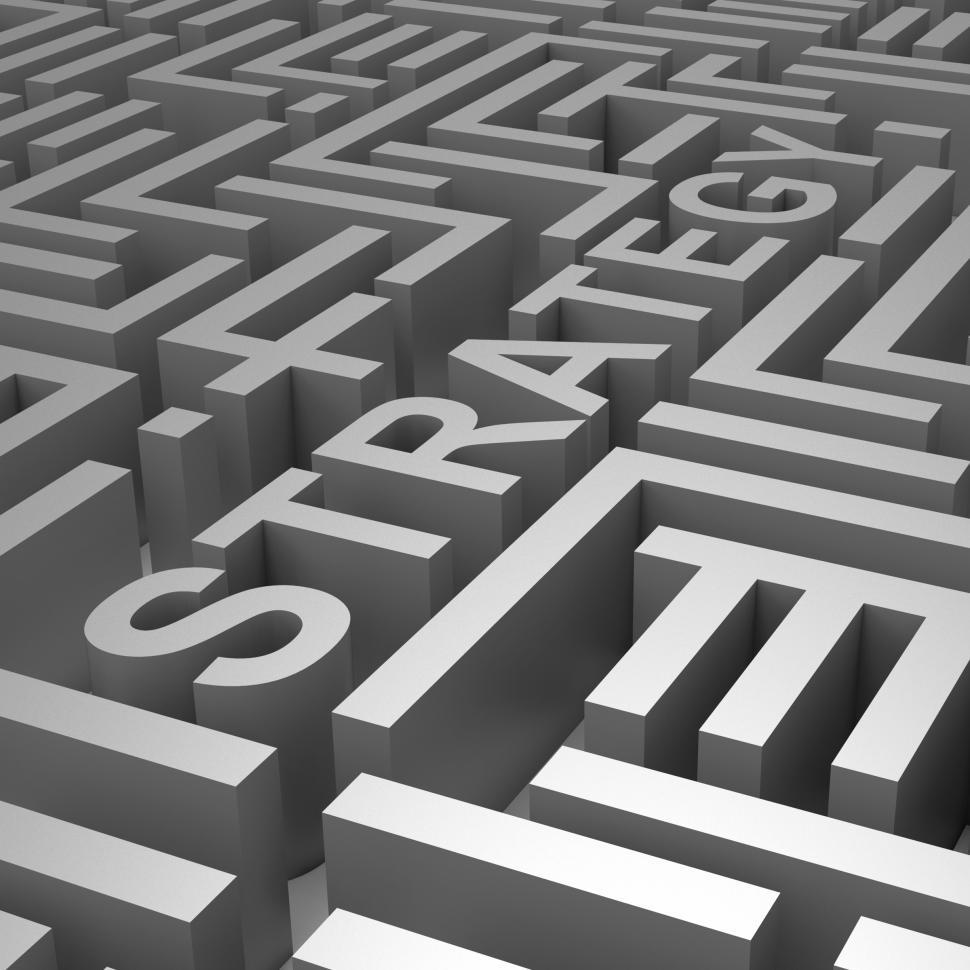 Free Image of Strategy Word In Maze Shows Blueprint Or Plan 