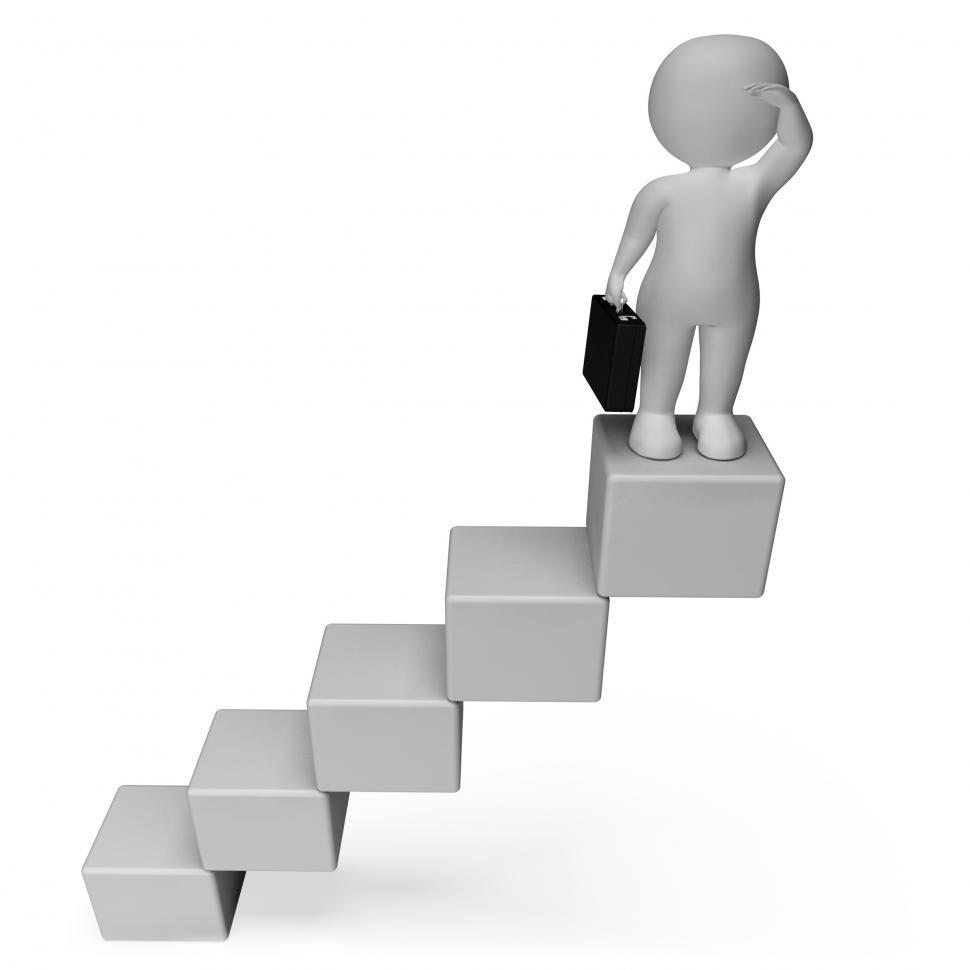 Free Image of Stairs Character Means Business Person And Achieve 3d Rendering 
